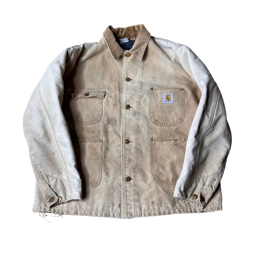 Vintage 80s Carhartt Duck Blanket Lined Chore Jacket Large